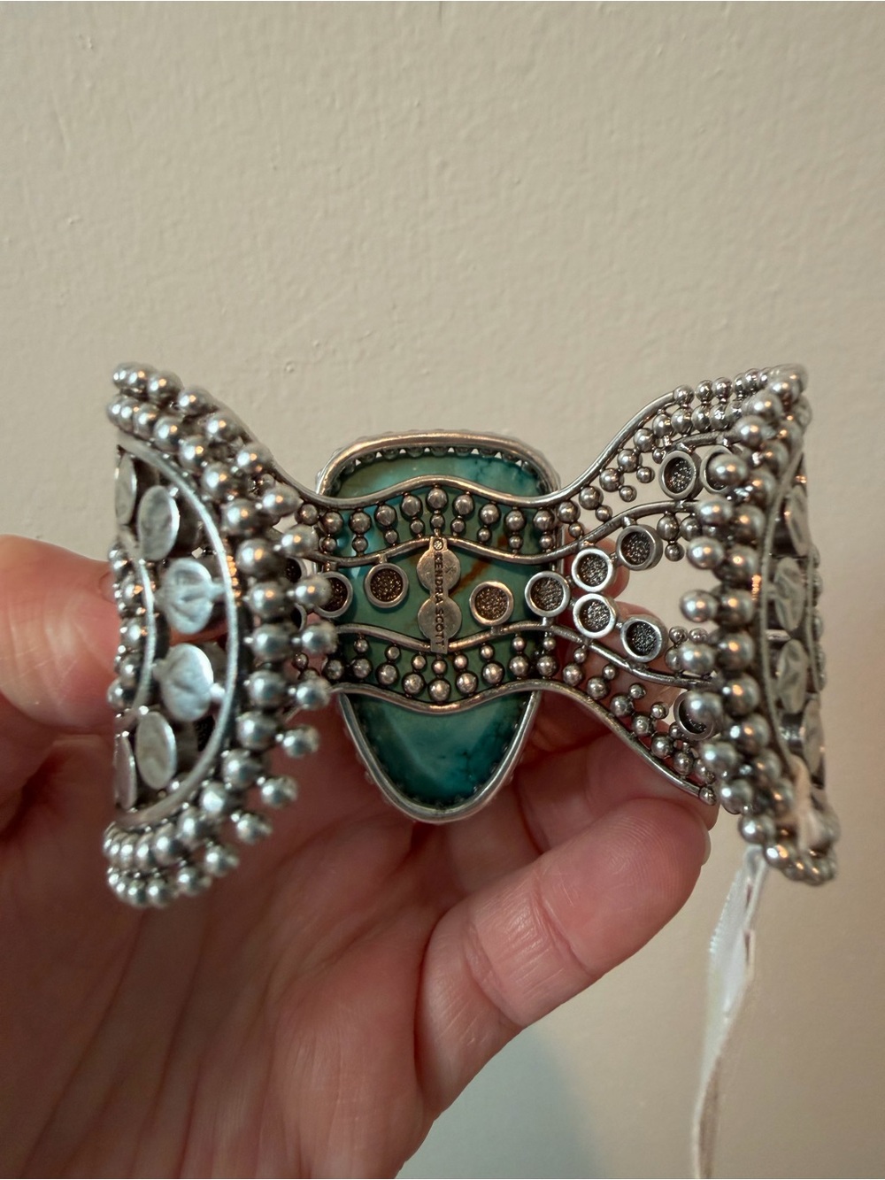 Kendra Scott Abena Turquoise Statement Cuff Bracelet - Silver Tone - Picture 4 of 5